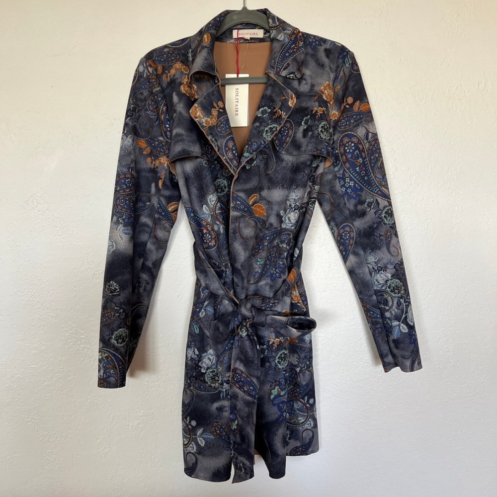 Solitaire sueded trench coat blazer S